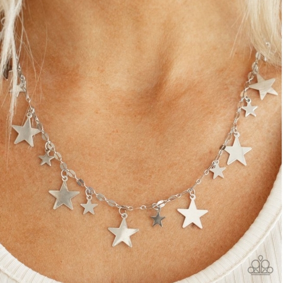 Silver necklace/earrings paparazzi